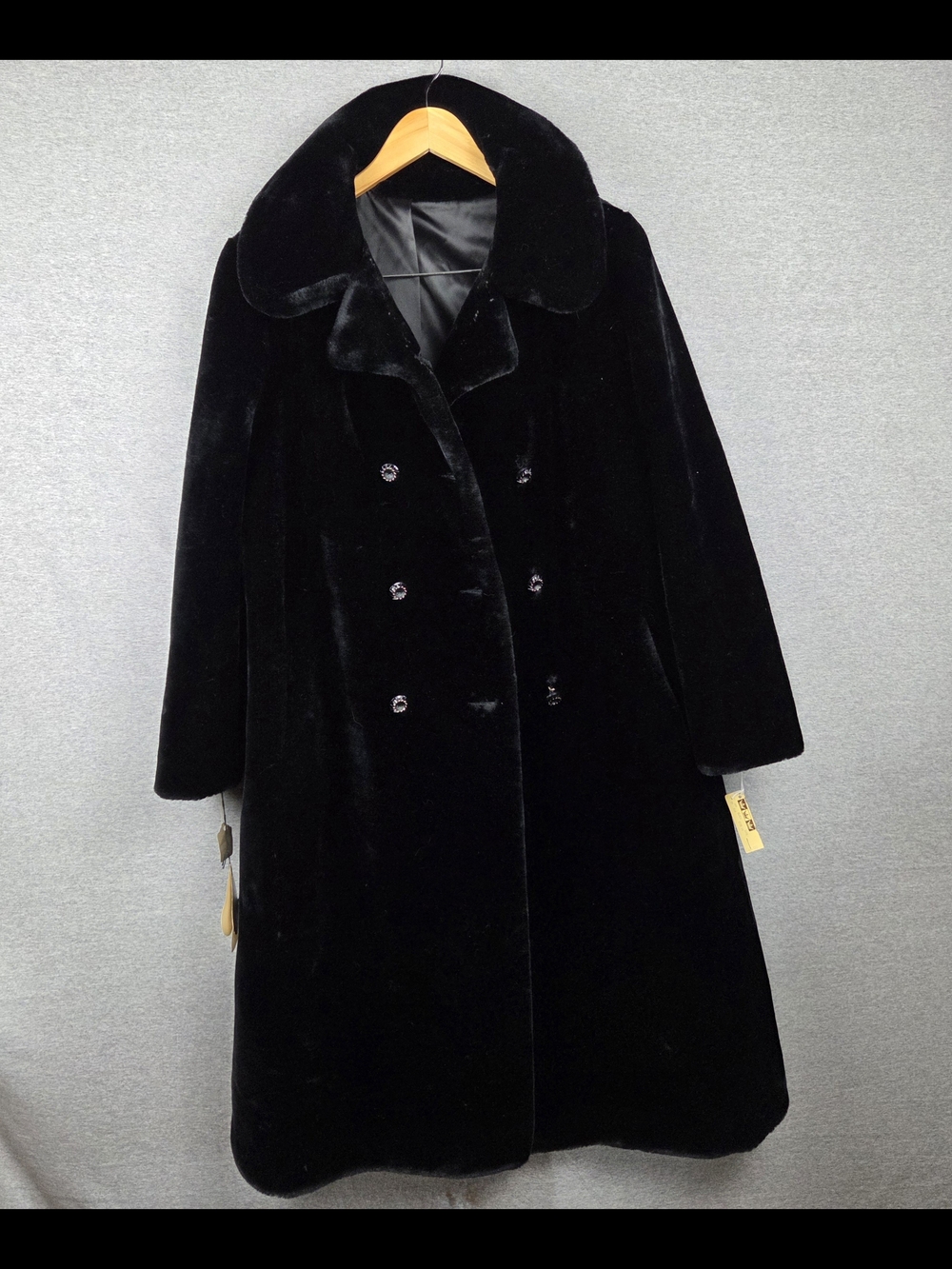 Women's Vintage Careers Originals Borgazia Black Long Overcoat Button Size 14